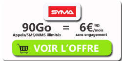 promo forfait 90Go Syma Mobile