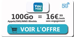 forfait 5G YouPrice 5G 100Go Le claus