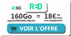 forfait mobile RED 160Go de 5G 18.99 euros