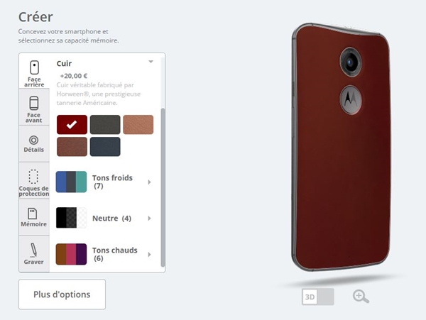 Motorola Moto X (2ème Gen.) : Moto Maker propose désormais du cuir rouge pour l'arrière