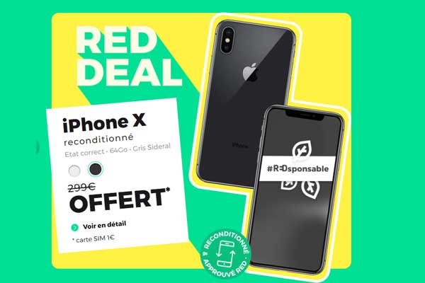 Le nouveau RED DEAL est disponible chez RED by SFR : l'iPhone X est offert !