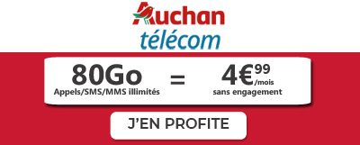 Forfait 80Go en promo chez Auchan Telecom