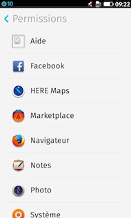 Firefox OS Paramètres