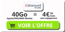 promo cdiscount mobile 40go