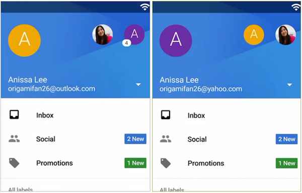 Gmail sous Lollipop serait compatible Yahoo Mail et Outlook
