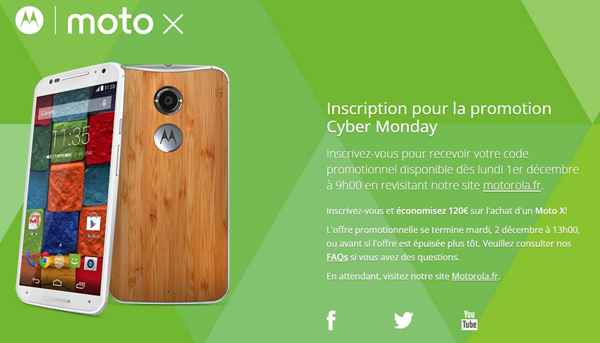 Motorola Moto X : bénéficiez d'une réduction de 120 € le 1er décembre !