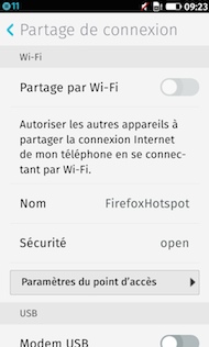 Firefox OS Paramètres