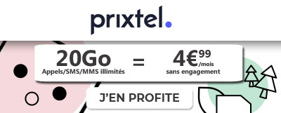 promo forfait 20Go a 5 euros de Prixtel