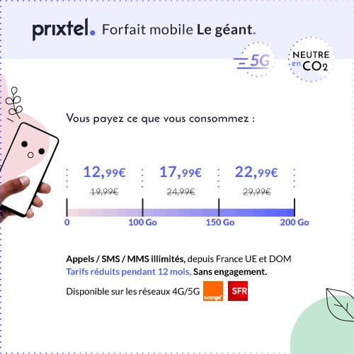 Forfait Prixtel Le geant 4G/5G