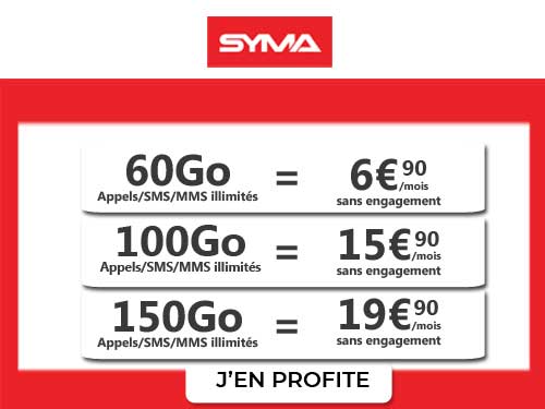 forfaits Syma Mobile 60Go à 150Go