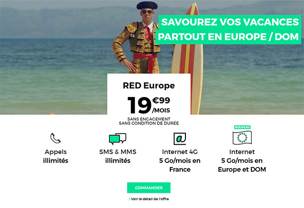 SFR lance le forfait RED Europe 5 Go à 19,99 euros