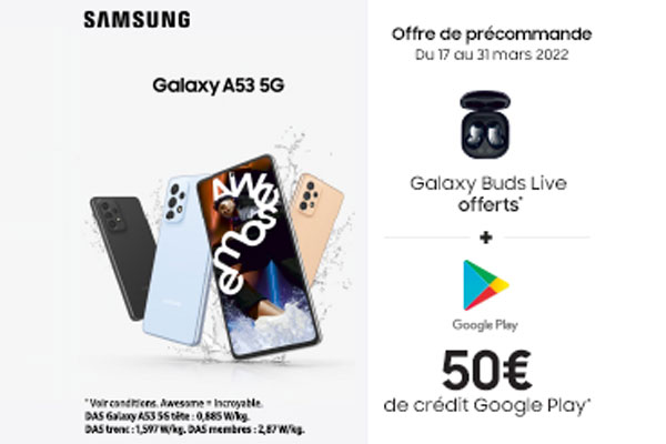 Samsung officialise les nouveaux smartphones Galaxy A33 5G et Galaxy A53 5G, étanches et avec des capteurs photo stabilisés 