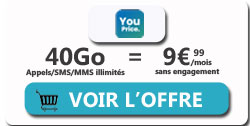 promo forfait YouPrice 40Go