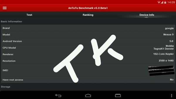Google Nexus 9 sur AnTuTu