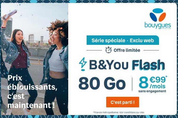 B&You Flash : trois forfaits pas chers dont un abonnement 80Go à seulement 8.99€ 