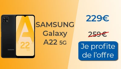 Le Samsung Galaxy A22 est à 229? chez Boulanger