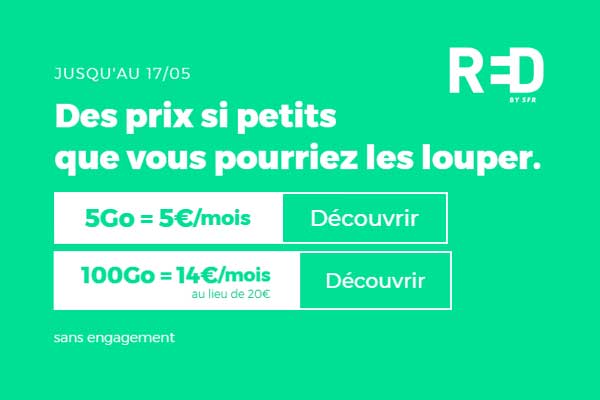 Les 5 forfaits mobiles RED by SFR  à prix promo expirent ce soir à minuit !