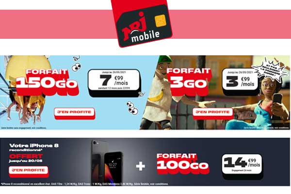 Fin des promos NRJ Mobile : le forfait illimité 150Go à 7.99€ et l'offre 