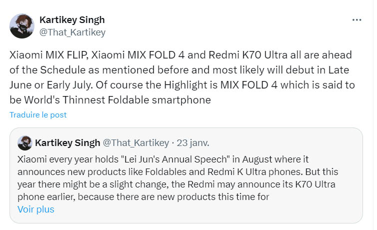 Xiaomi Mix Fold 4 rumeur