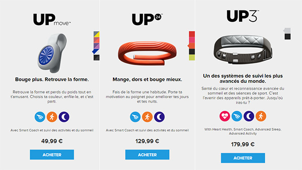 Jawbone renouvelle sa gamme de bracelets connectés avec les UP3 et UP Move