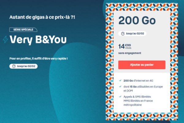 Very B&You 2Go ou 200Go : les deux nouvelles promos forfaits Bouygues Telecom à prix cassés !