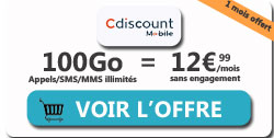 forfait Cdiscount 100Go promo 1 mois offert 