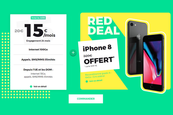 RED Deal : un iPhone 8 offert avec le forfait RED 100Go à 15€ !