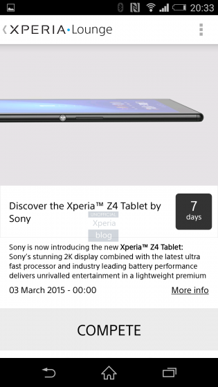 Sony Xperia Z4 Tablet : la prochaine ardoise de Sony attendue à Barcelone